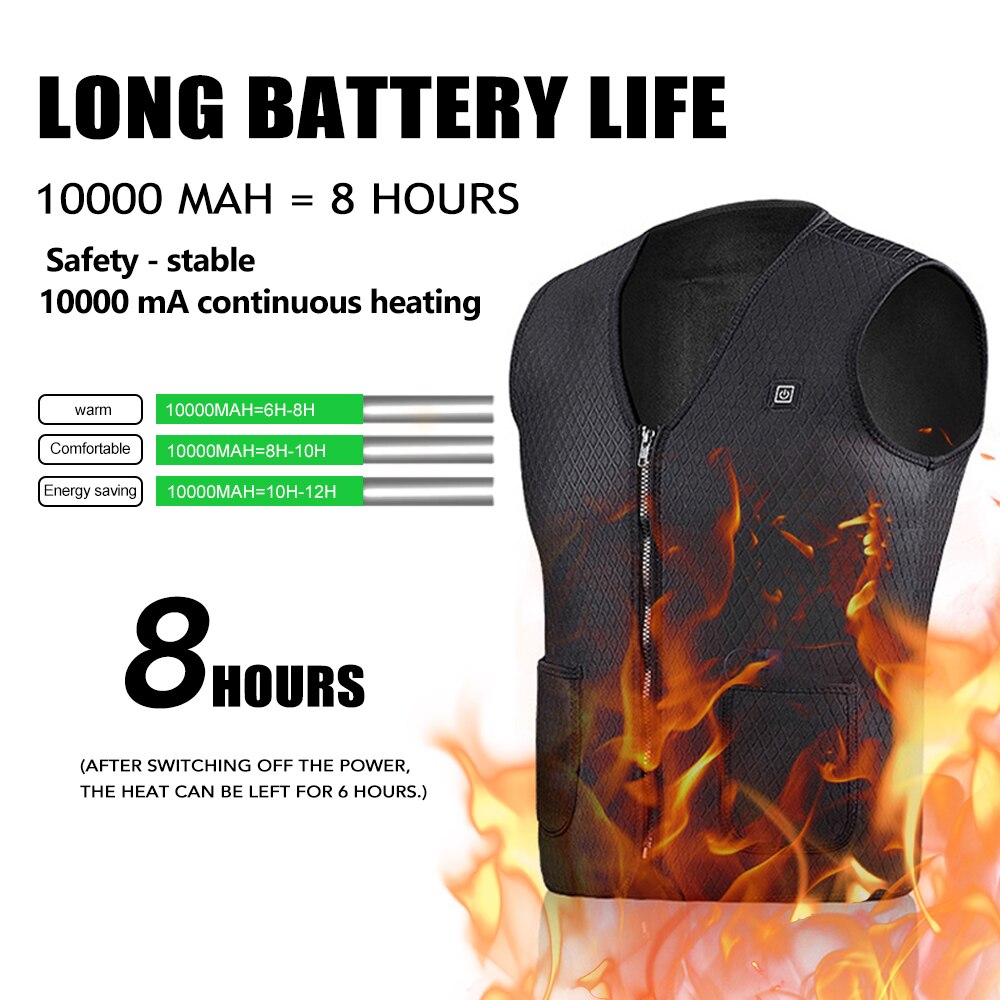 Mannen en Vrouwen Outdoor USB Verwarming Vest Jas Winter Flexibele Elektrische Thermische Kleding Vest Vissen Wandelen Warme Kleren