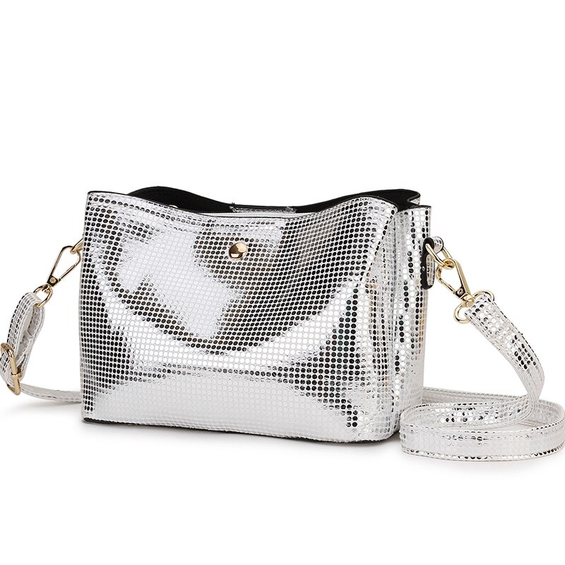 Bolsa transversal dourada para mulheres, bolsa pequena de ombro, couro pu, dourada, prateada, 2020 saco do saco