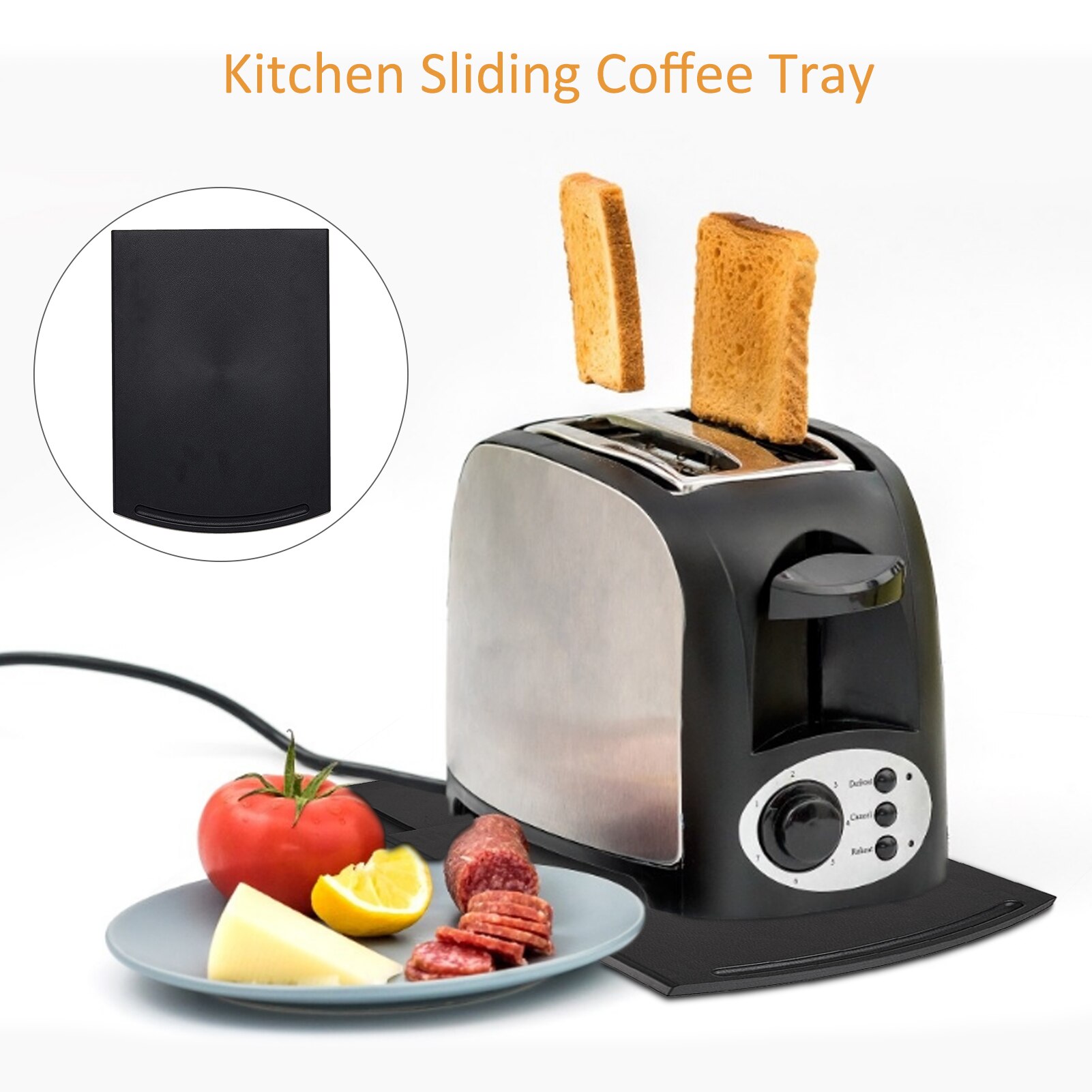 Sliding Coffee Maker Tray Slider Kitchen Caddy Coffee Tray Mat Under Cabinet Appliance Countertop Storage Sliding Shelf