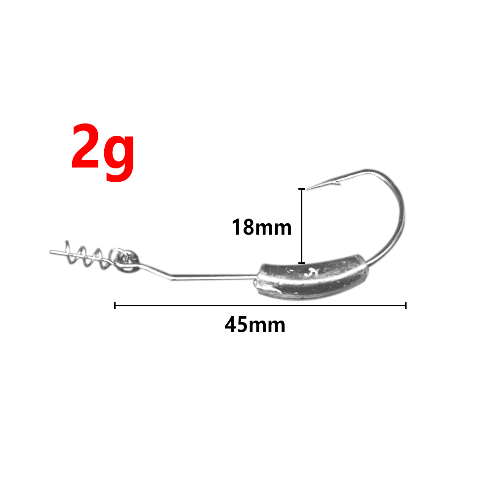 5pcs Exposed Lead Jig Head Barbed Lead Hook 2g -7g Offset Fishing Hook Fish Hooks Fit for Texas Rigs Fishing Tackle