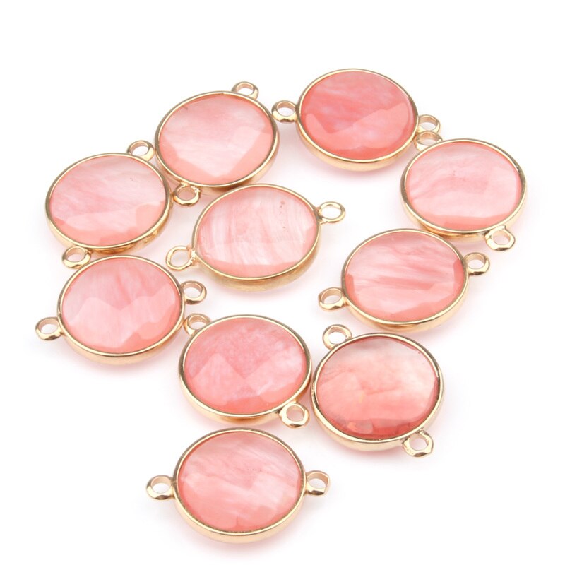 5pcs Naturale Ciondolo In Pietra di Figura Rotonda Sfaccettato Agated Del Pendente per Monili Che Fanno La Collana Accessorie Regalo per le Donne 15x27mm