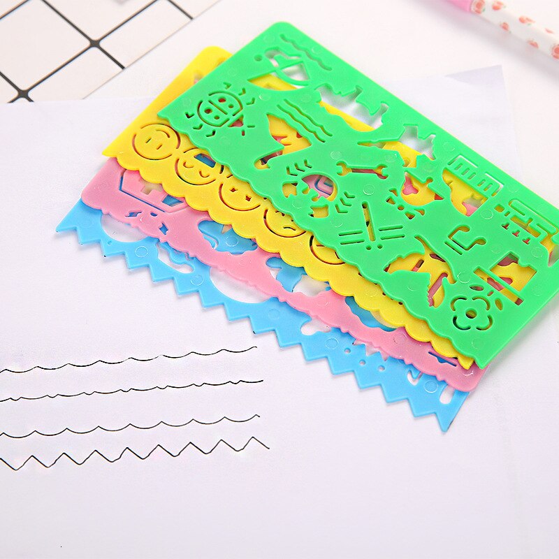 4pcs/set Ruler Painting Modeling Ruler Learning Supplies Children Alpinia Oxyphylla Ten Thousand Flower Ruler Set Ruler