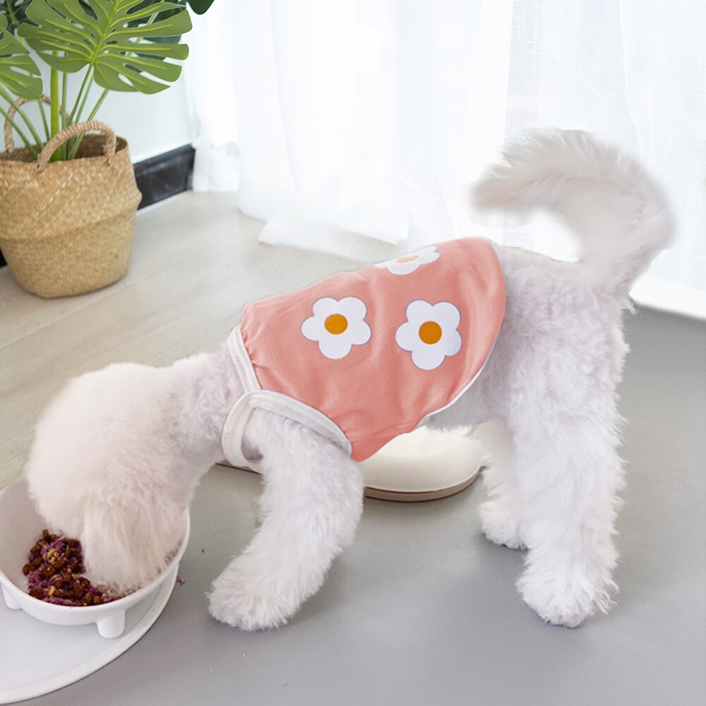 Summer Outdoor Cartoon Dog Clothes T-shirt Vest Flower Printing Clothes For Dog Shirt For Small Medium Puppy