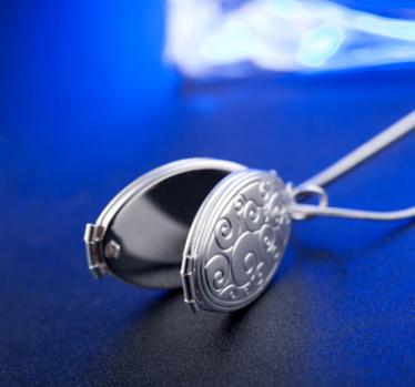 Liefhebbers/Dochter/Zoon Foto Hanger Ketting Goud Kleur Bloemen Patronen Gesneden Ovale Medaillon Foto Plata Ketting Sieraden: Silver Plated