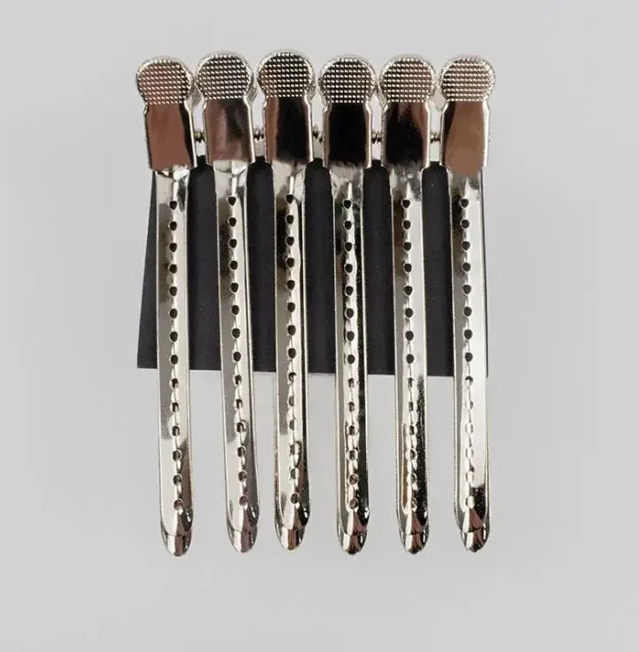 12pcs Alligator Hair Clips Hairdressing Clamps Steel Hairpins Hair Claw Barber For Curly Hair Style Partition Clips: Ivory