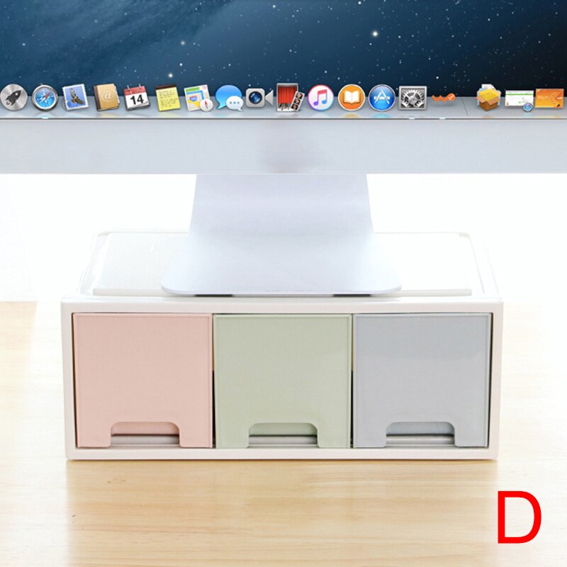 LCD Monitor Stand Holder Bracket with Office Drawer Storage Box Organizer for Desktop FKU66: D