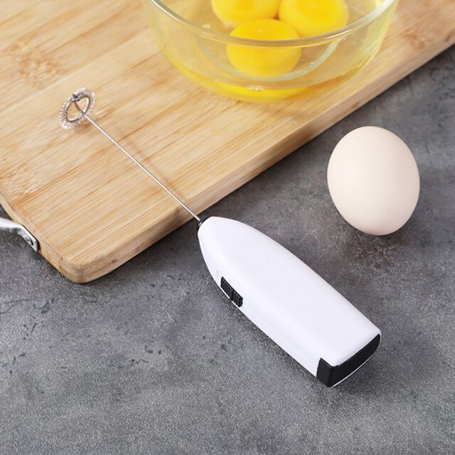 Mini Stainless Steel Electric Milk Frother Handheld Foamer Coffee Maker Egg Beater Chocolate Stirrer Portable Whisk Mixer Tool: White
