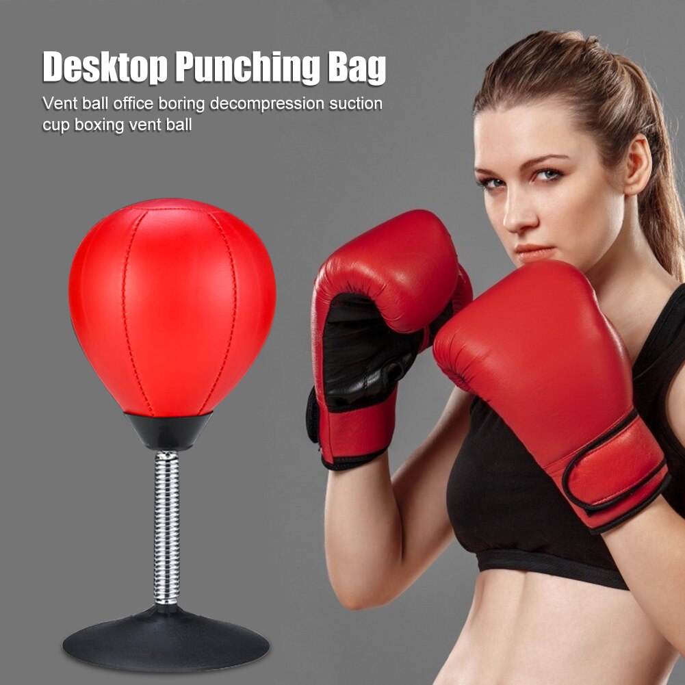 Stress Buster Punching Bag PU Leather Stress Relief Desktop Ball with Pump for Easy Safety Exercise Accessories