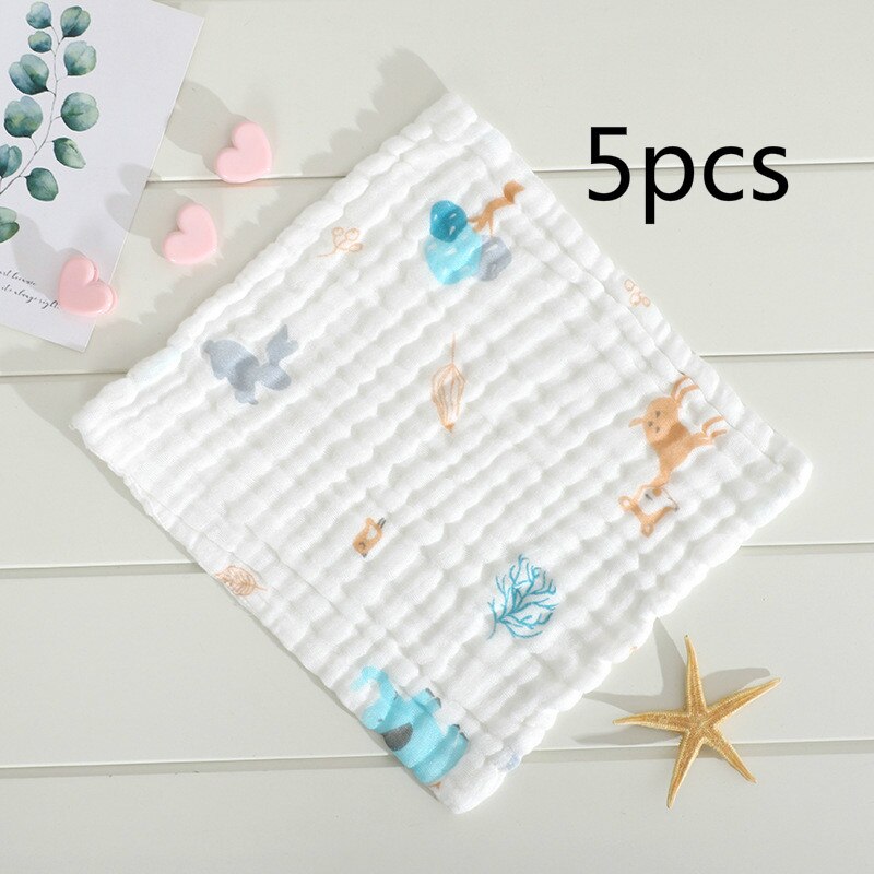 5 Stks/partij Baby Zakdoek Vierkante Fruit Patroon Handdoek 28X28Cm Mousseline Katoen Baby Gezicht Handdoek Veeg Doek Baby stuff Voor Pasgeborenen: Deer