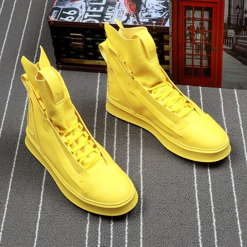 Zapatos informales de de para Hombre, botines de piel sintética con parte inferior gruesa, Zapatos altos para Hombre, Botas de ocio Hip-hop para Hombre