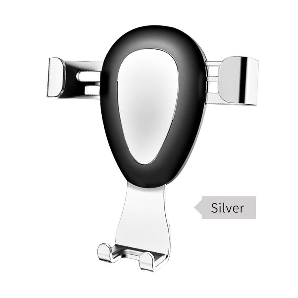 Luckybobi auto telefoonhouder voor telefoon in auto ventilatierooster zwaartekracht clip montage metalen mobiele telefoon houder gps standaard universeel  s02: Zilver
