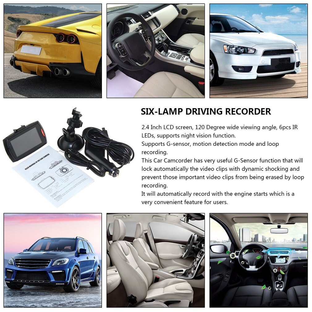 G30 2.4 Cal wideorejestrator samochodowy wideorejestrator 90 stopni Novatek 96220 pełny HD kamera 1080P G-kamera z czujnikiem