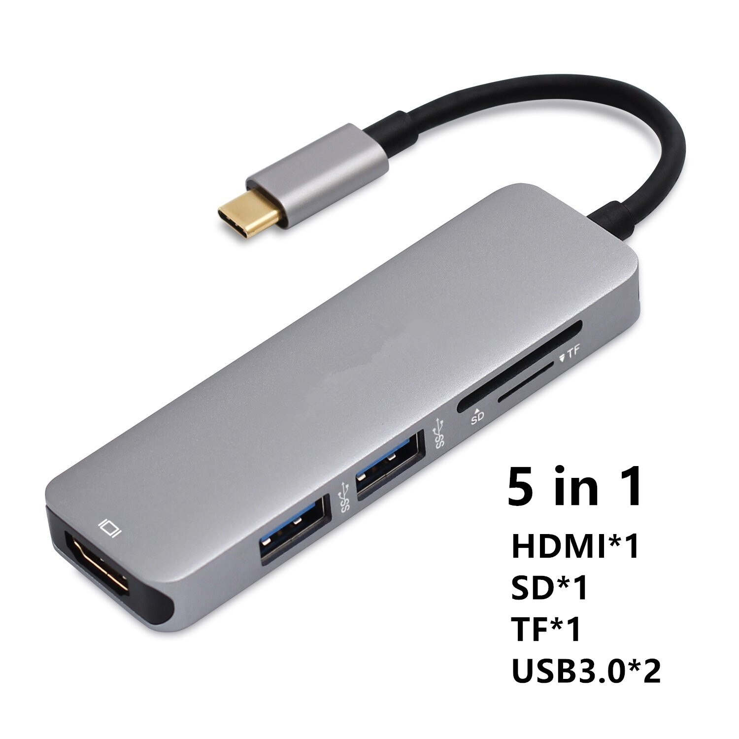 Type C Naar Hdmi-Compatibel 4K Vga Usb C Sd Tf Kaartlezer Usb 3.0 Adapter Hub Voor macbook Samsung S9 Dex Huawei P40 Tv Projector: 5 in 1