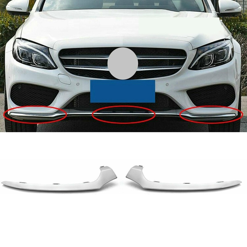 2Pcs Front Lower Bumper Chrome Trim Molding for Mercedes W205 C-Class 2058851374 2058851474: Default Title