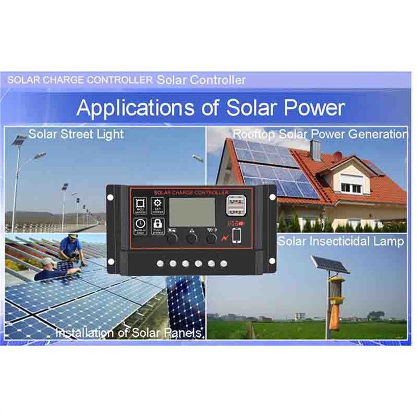 Carprie 40/50/60a solpanelskontroll batteriladdningsregulator 12v/24v auto med dubbla  td0614