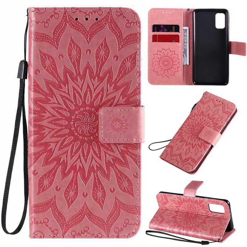 Telefoon Case Voor Honor 9S Cover Met Landyard Kaartsleuven Portemonnee Stijl Honor 9S Lederen Telefoon Cover 3D patroon Bloem Retro Cases: Pink Case