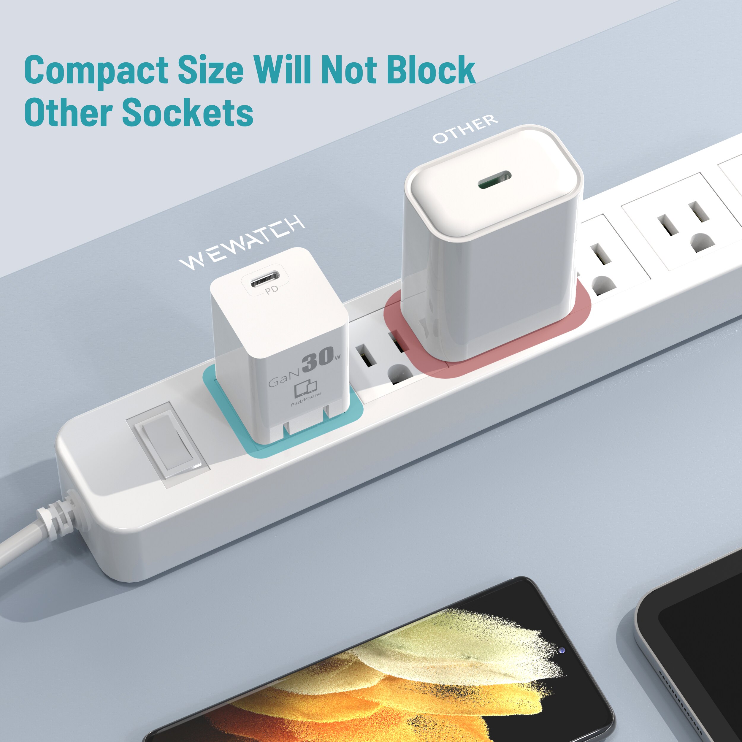 Wewatch wwc 30gn-01 30w gan schnellladegerät, mini-faltladegerät, typ-c-  pd 3.0- usb-c-netzteil, tragbares reiseladegerät