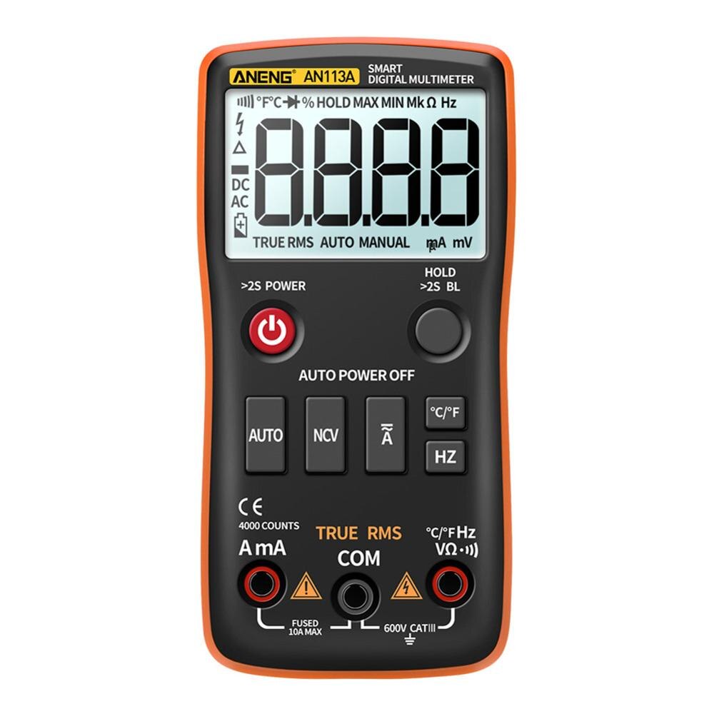 Multimètre numérique Intelligent de gamme automatique d'aneng AN113A voltmètre multifonction de compte de 4000: Orange
