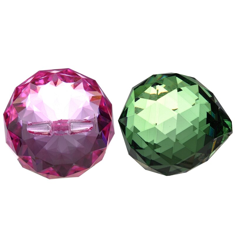 40mm feng shui kristallen bollen - roze & groen 2 stuks