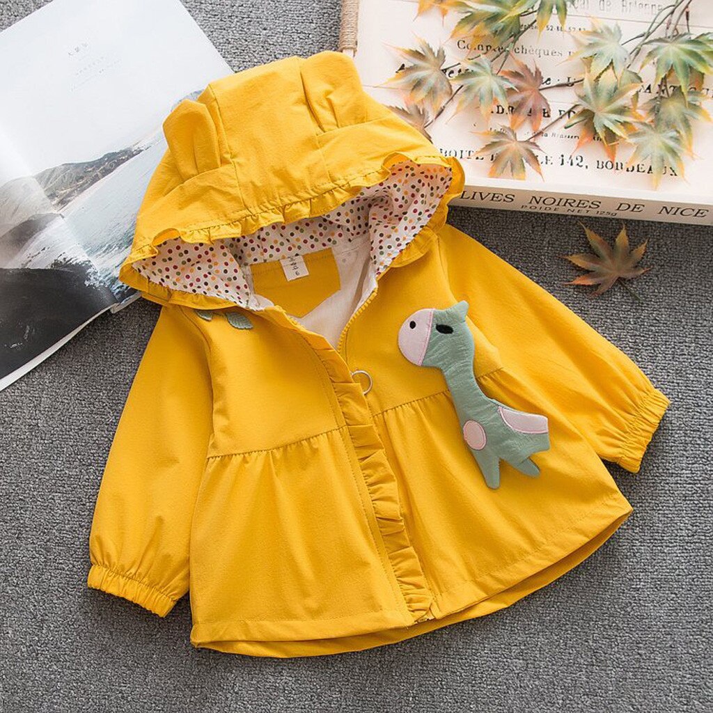 Autumn Winter Coat Jackets Toddler Baby Kids Girls Coat Cat Ear Cartoon Hooded Windproof Outwear Zipper Casual Clothes D21#