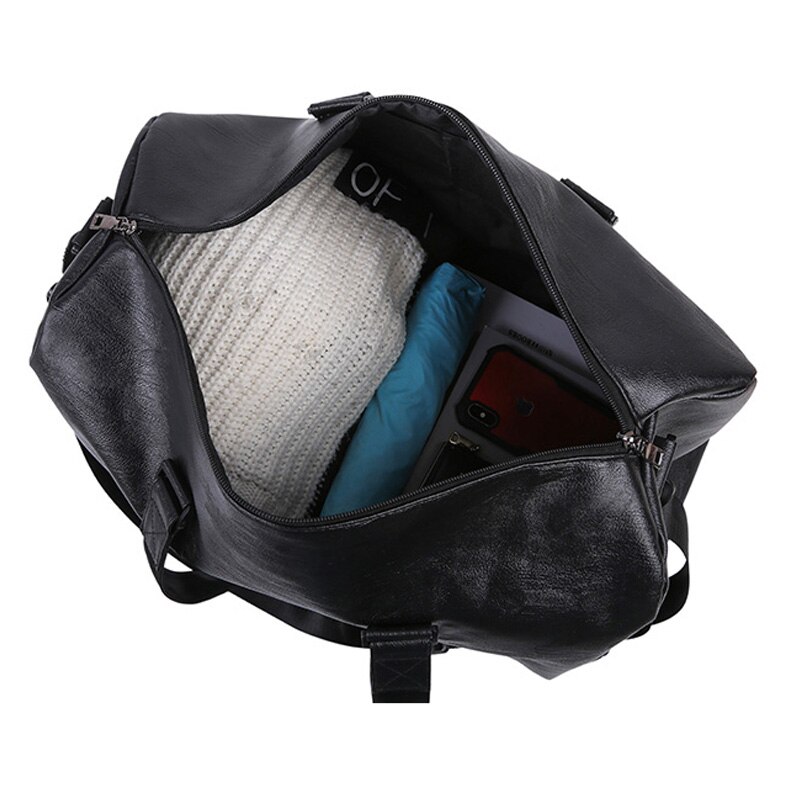 unisex PU Leder Gepäck Tasche Reise Kleidung Lagerung Taschen Reißverschluss Duffle Tasche Große Kapazität Ausbildung Fitness Sport Taschen Mit Schuhe