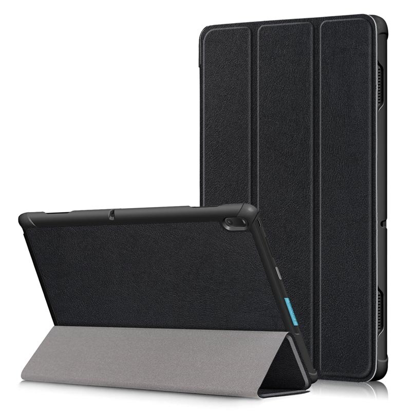 For Lenovo Tab E10 TB-X104F Case Tri-Fold Flip Stand Magnetic Cover Tab E10 E 10 X104 X104f Tablet TabE10 Solid Color Shell: Black