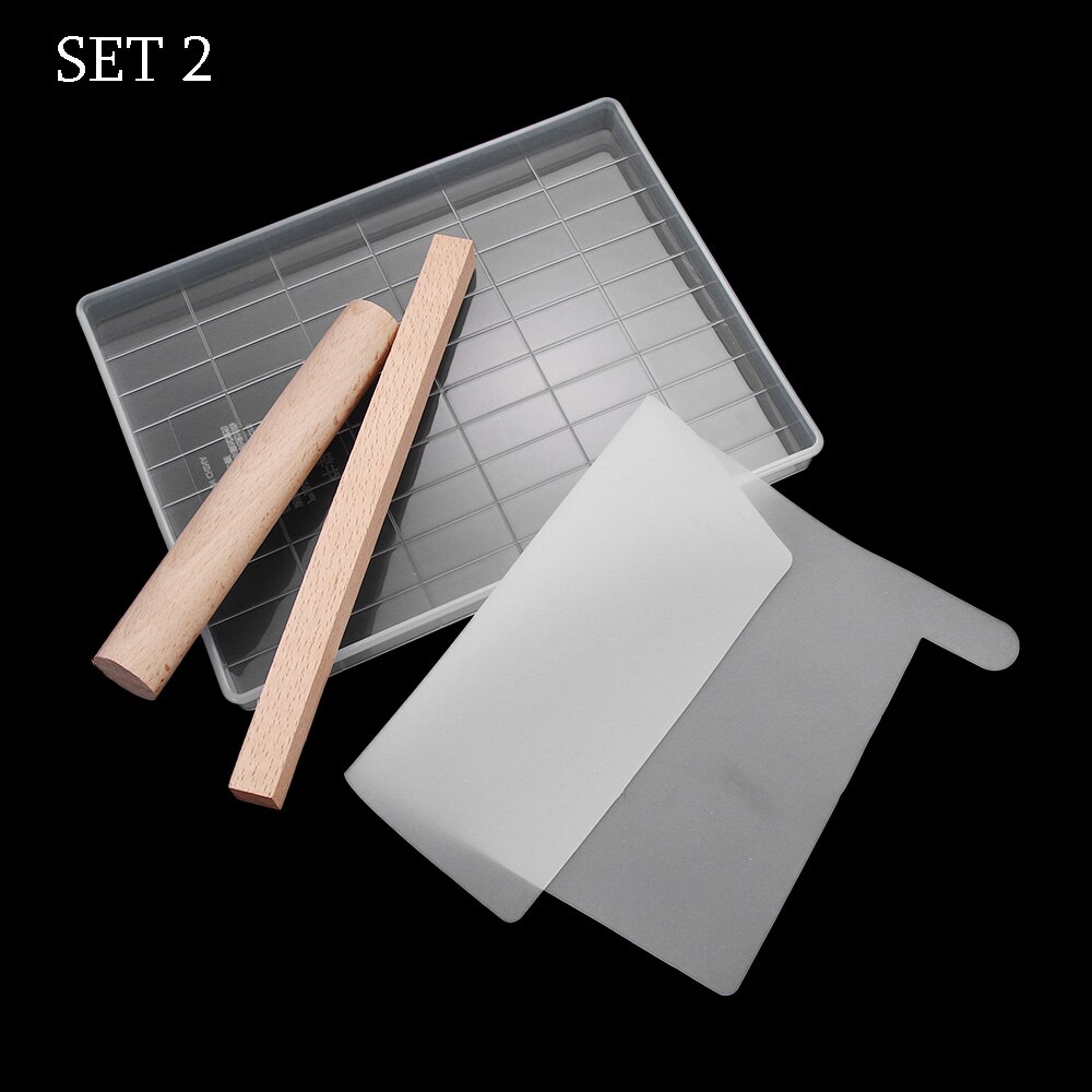 DIY turrón hecho a mano bandeja de corte Mat rollo de madera Pin pastelería utensilios para decoración de pasteles molde de caramelo hornear molde de silicona de azúcar: SET2
