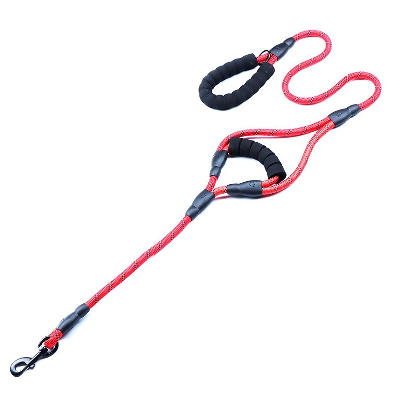 Hondenriemen Outdoor Reizen Dog Training Chain Heavy Duty Dubbele Handvat Lood Voor Meer Controle Nylon Touw Training Dual Handvat: Red / 150cmX1.2cm
