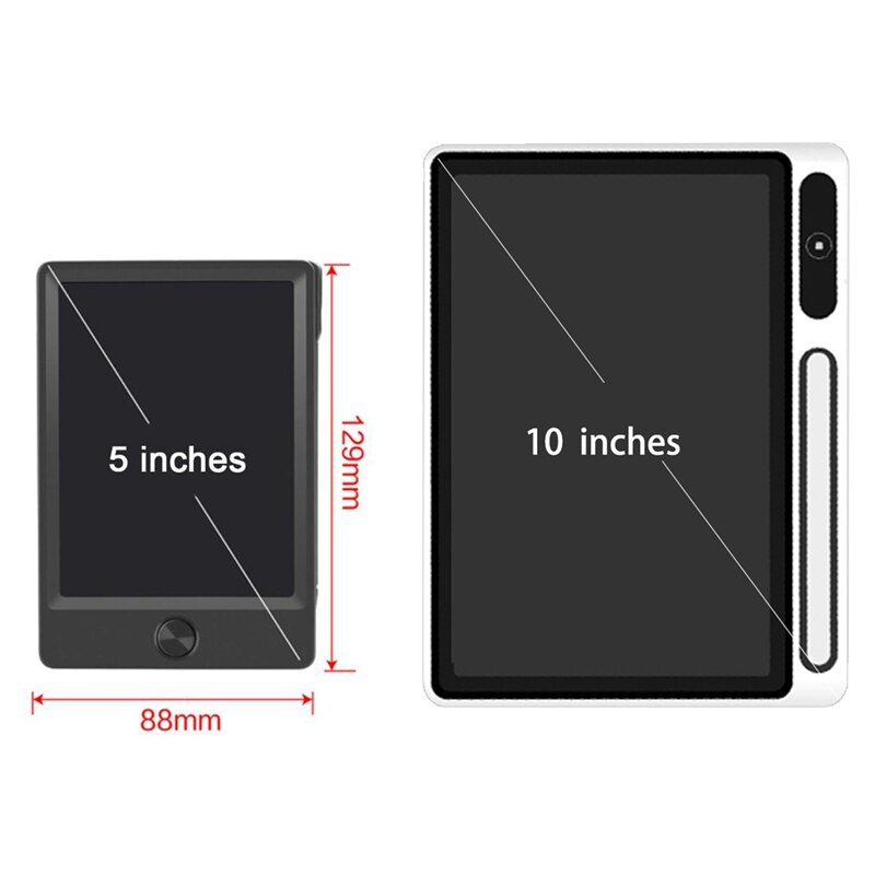 2 Pcs Electronic Notepad Graphic Lcd Tablet Light Digital Drawing Handwriting Board White 5 Inch & 10.1 Inch