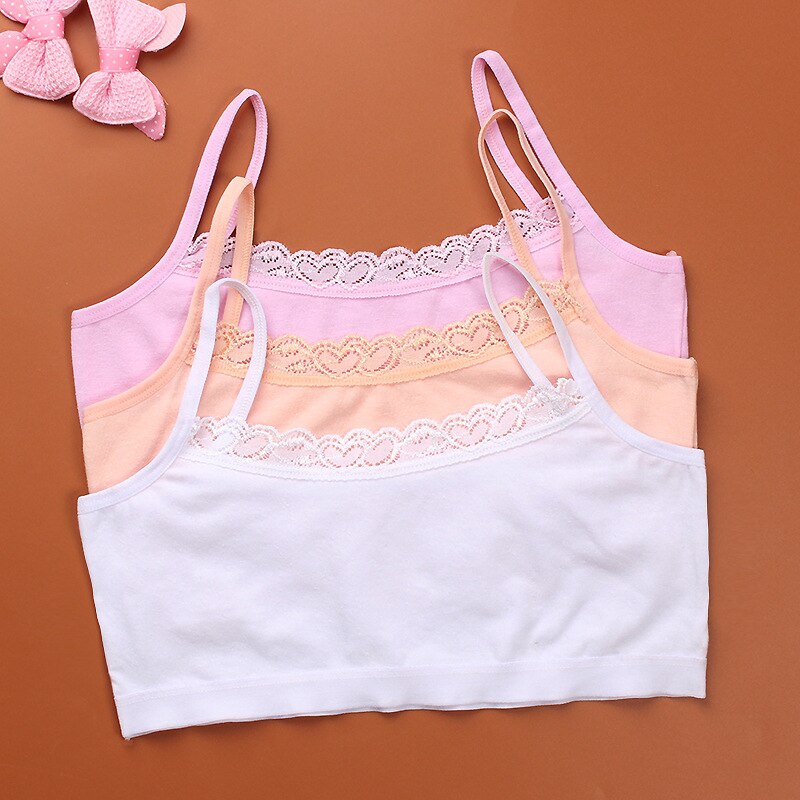 Children's brassiere development period lace edge bra vest ventilating half body, breast wrapping, students' pure cotton sling