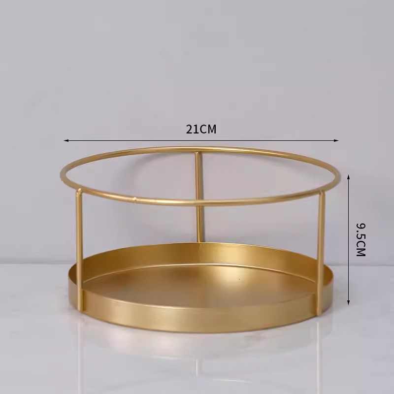 Iron Art Gold Scandinavische stijl enkele en dubbellaagse platte bodem ronde goederen parfum afwerking cosmetica opbergrek: Black
