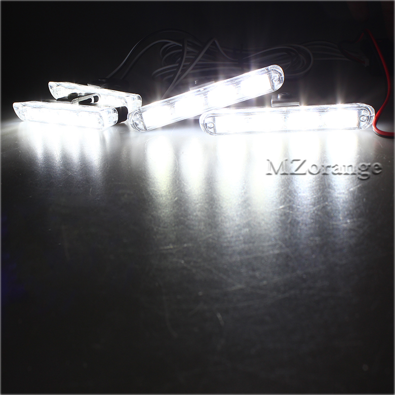 4x4 LED cc 12V luz estroboscópica de advertencia luz de policía intermitente luces de bomberos ambulancia blanco amarillo rojo azul CarTruck luz de día: Blanco