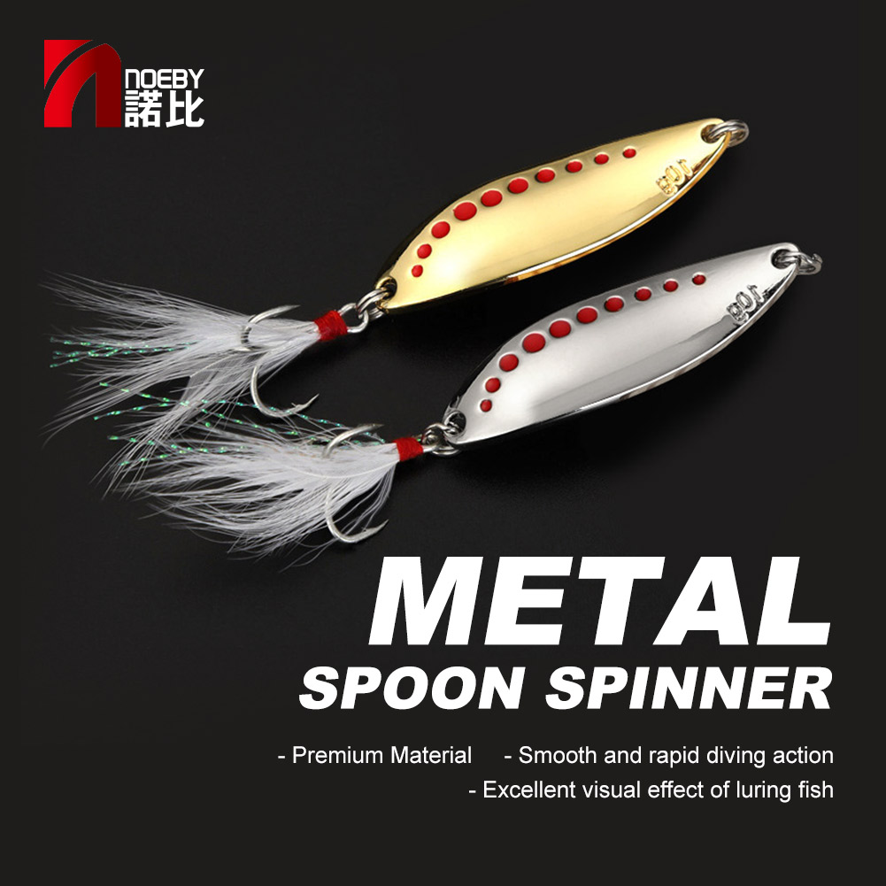 NOEBY-señuelo de pesca en hielo, 10g, 15g, 20g, cuchara giratoria de Metal, cebo duro con anzuelo triple para trucha, Lucio, Spinner, señuelo de pesca de invierno