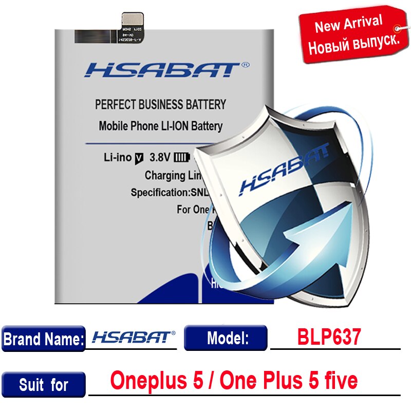 HSABAT BLP633 BLP637 BLP571 BLP597 BLP613 BLP607 BLP657 BLP685 Battery for Oneplus 1+ 1 + for one Plus 2 3 5 6 6T X 3T A3010: for one plus 5