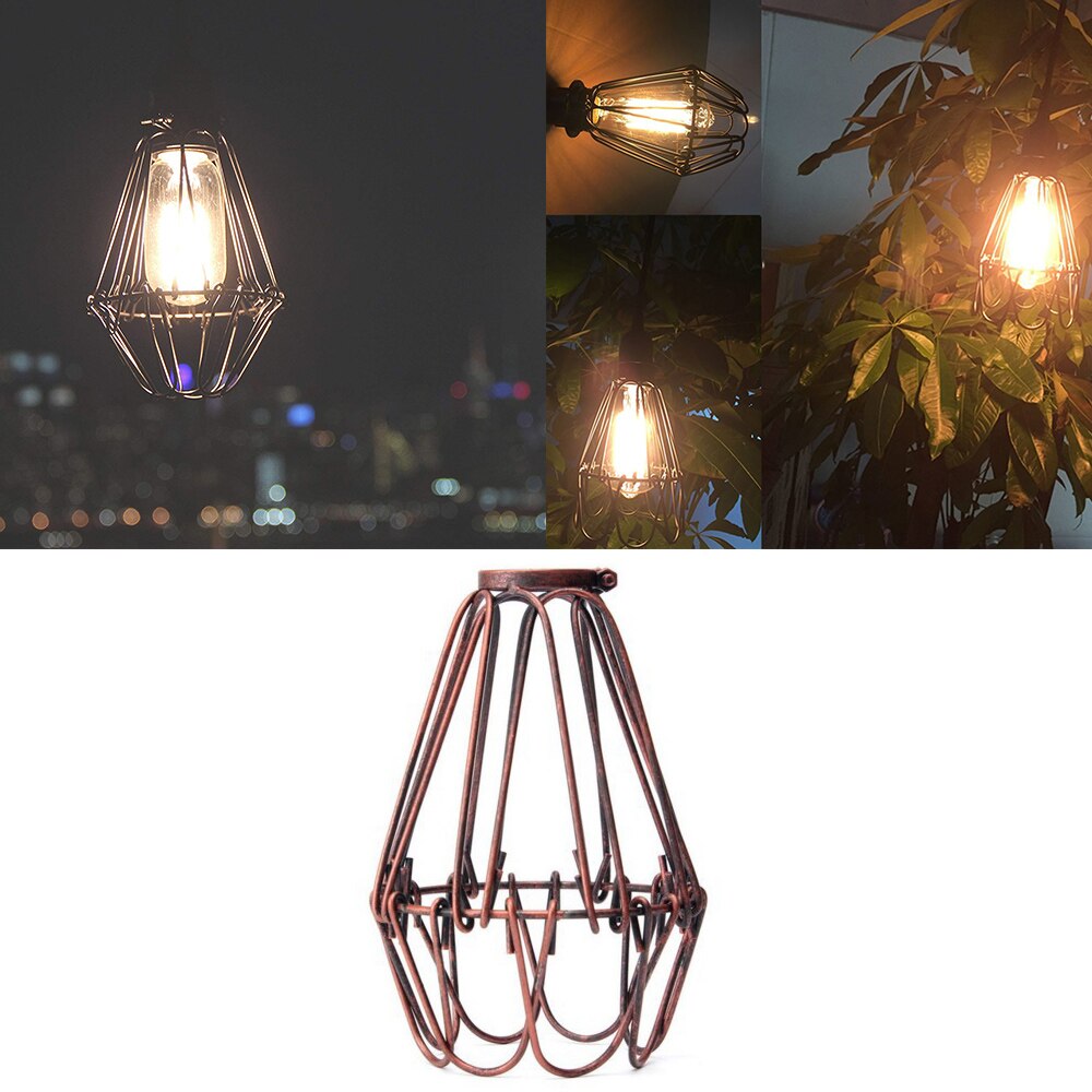 Rustik industriell vintage stil hängande hängsmycke metalltråd bur justerbar armatur lampskydd glödlampa skydd lampbur  d25: Borsta röd koppar 1pc