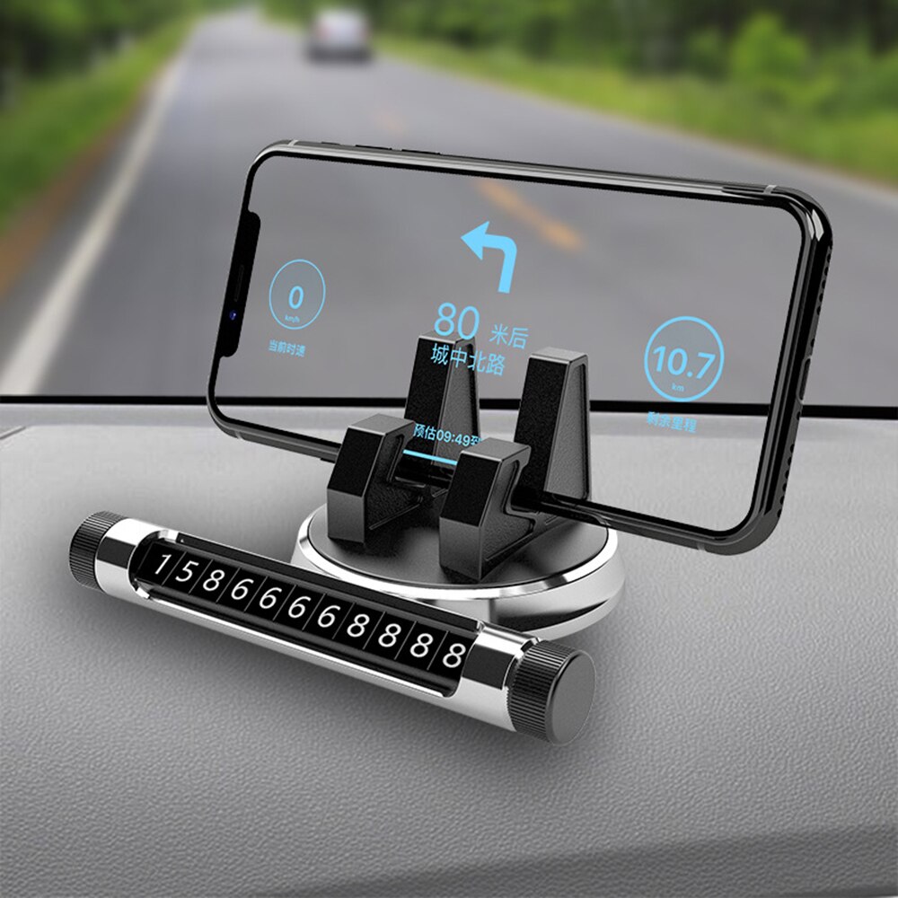 Universal Car Parking Plate Rotatable Bracket Car GPRS Stand DIY Number Card Retractable Dashboard Mobile Phone Holder