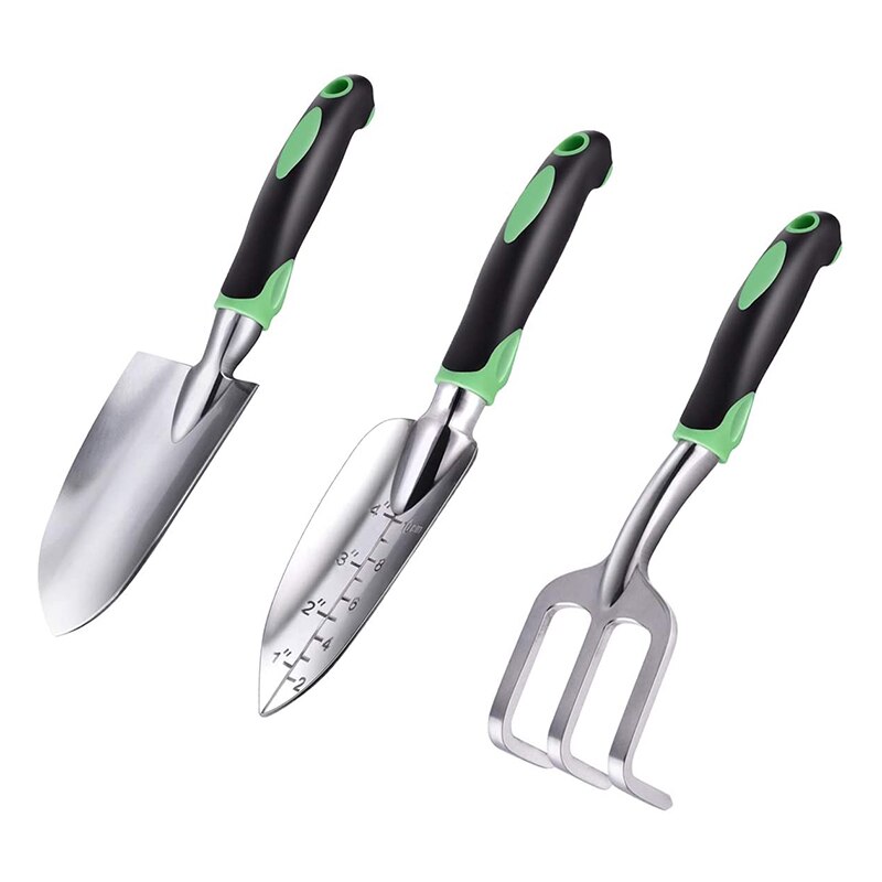 3 Piece Garden Tool Set Durable Aluminum Gardening Kit Includes Trowel Transplanter Cultivator Heavy Duty Garden Tool Kit Garden: Default Title