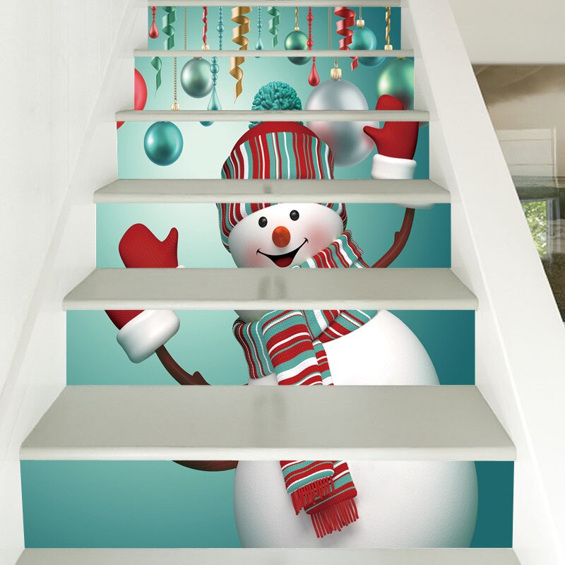 Kerst 3D Simulatie Trap Stickers Waterdicht Home Decor Kerst Hanger Muur Aangebracht Jaar 'S Home Decor Muursticker