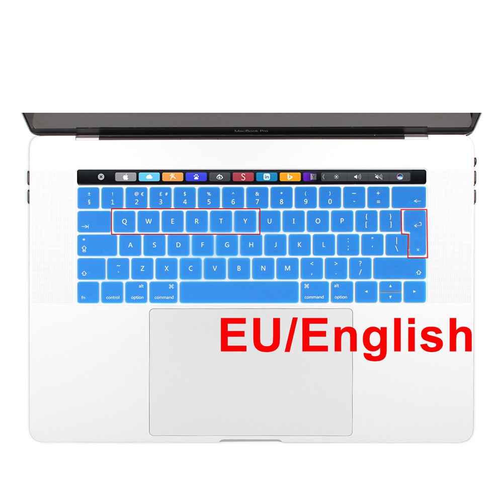 Funda para teclado europeo, Europeo, Europeo, Enter, Inglés para Macbook Pro 13 15 con barra táctil A1706 A1707: dark blue