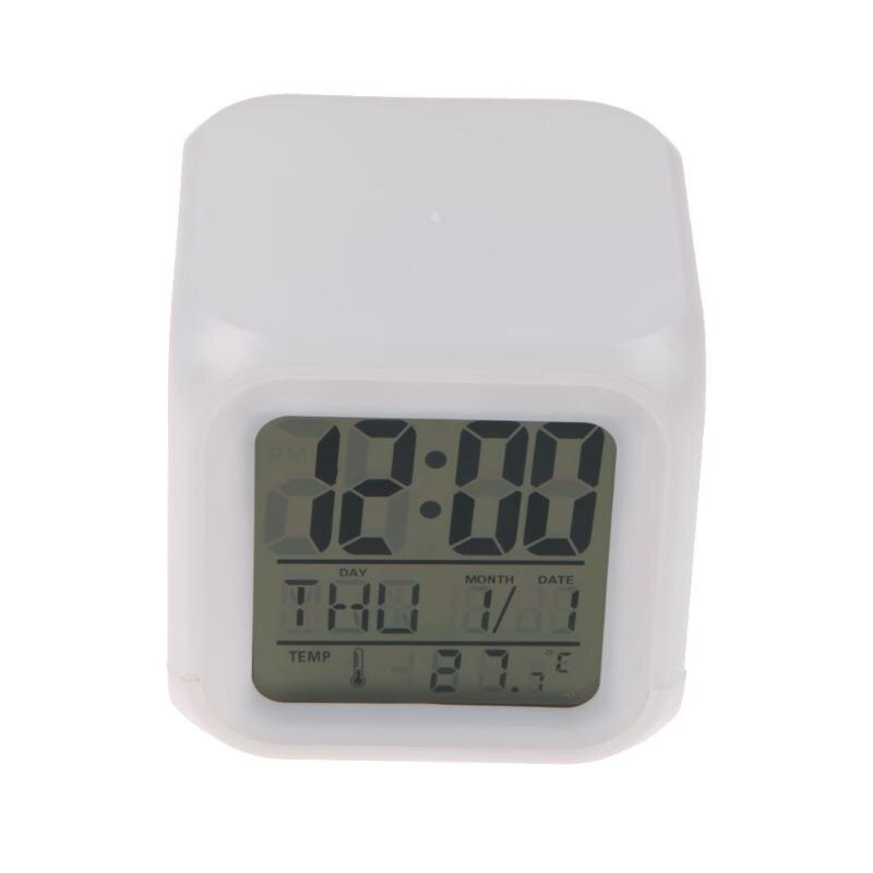 Reloj electrónico Digital LED de mesa, reloj despertador ajustable con brillo, reloj colgante de pared a la con Cable USB, reloj de pared: 7 colour