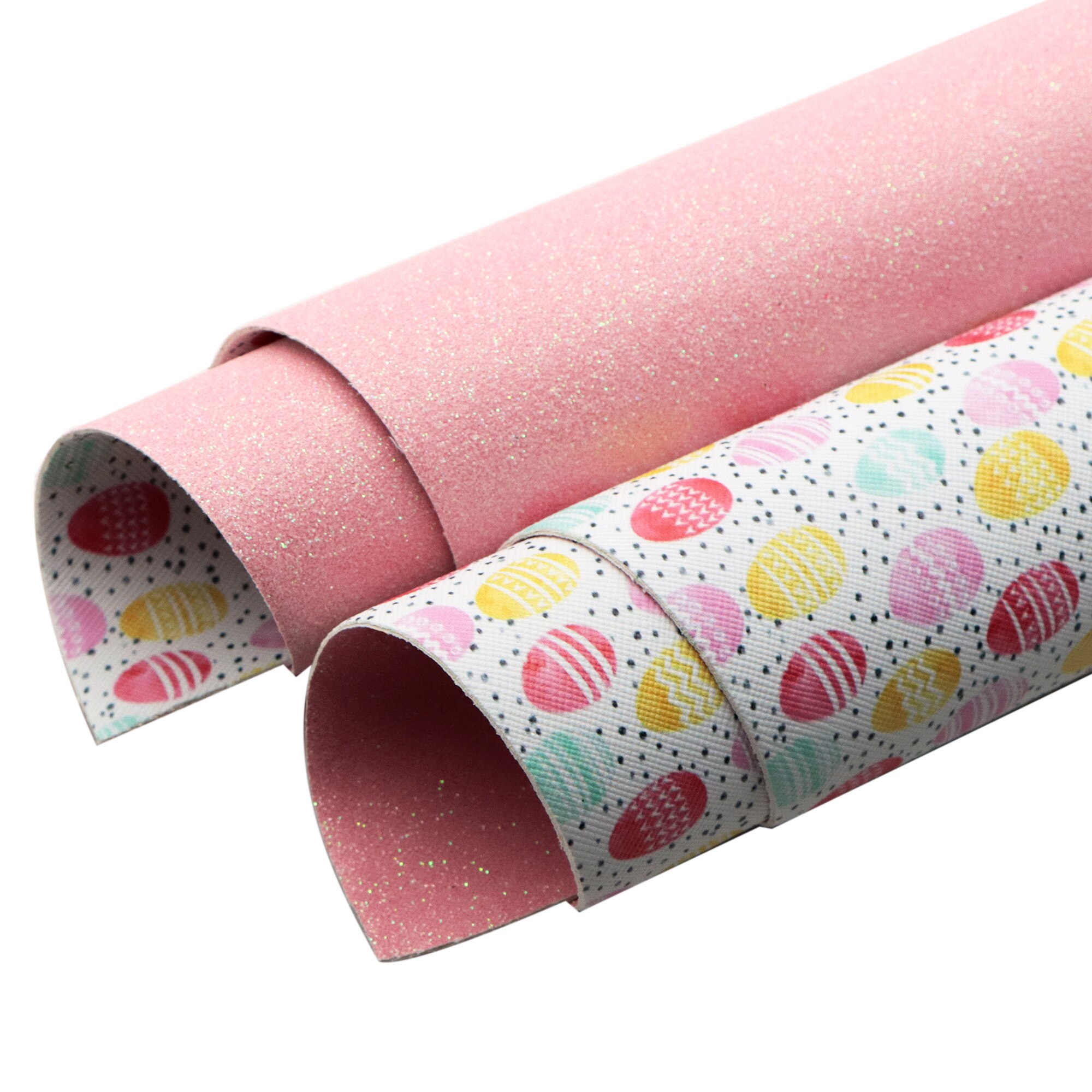 Double Sided Faux Leather Sheets Love Rabbit Plaid Printed Synthetic Leather Fabric for Easter Valentine's St. Patrick's Day: 1124511001