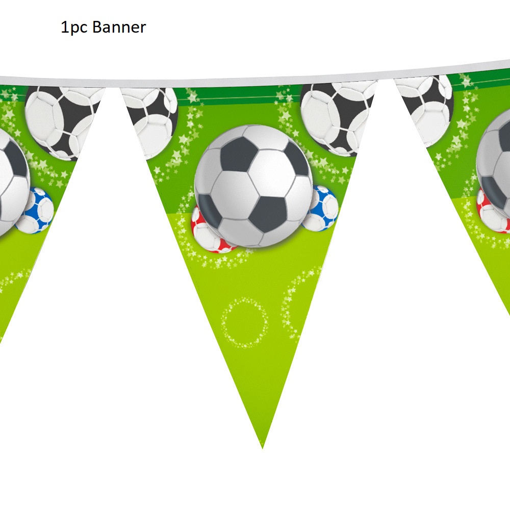 Voetbal Party Servies Papier Plaat Cup Servetten Tafelkleed Banner Gelukkige Verjaardag Event Feestartikelen Voor Jongens Festa: 1pc Flag Banner