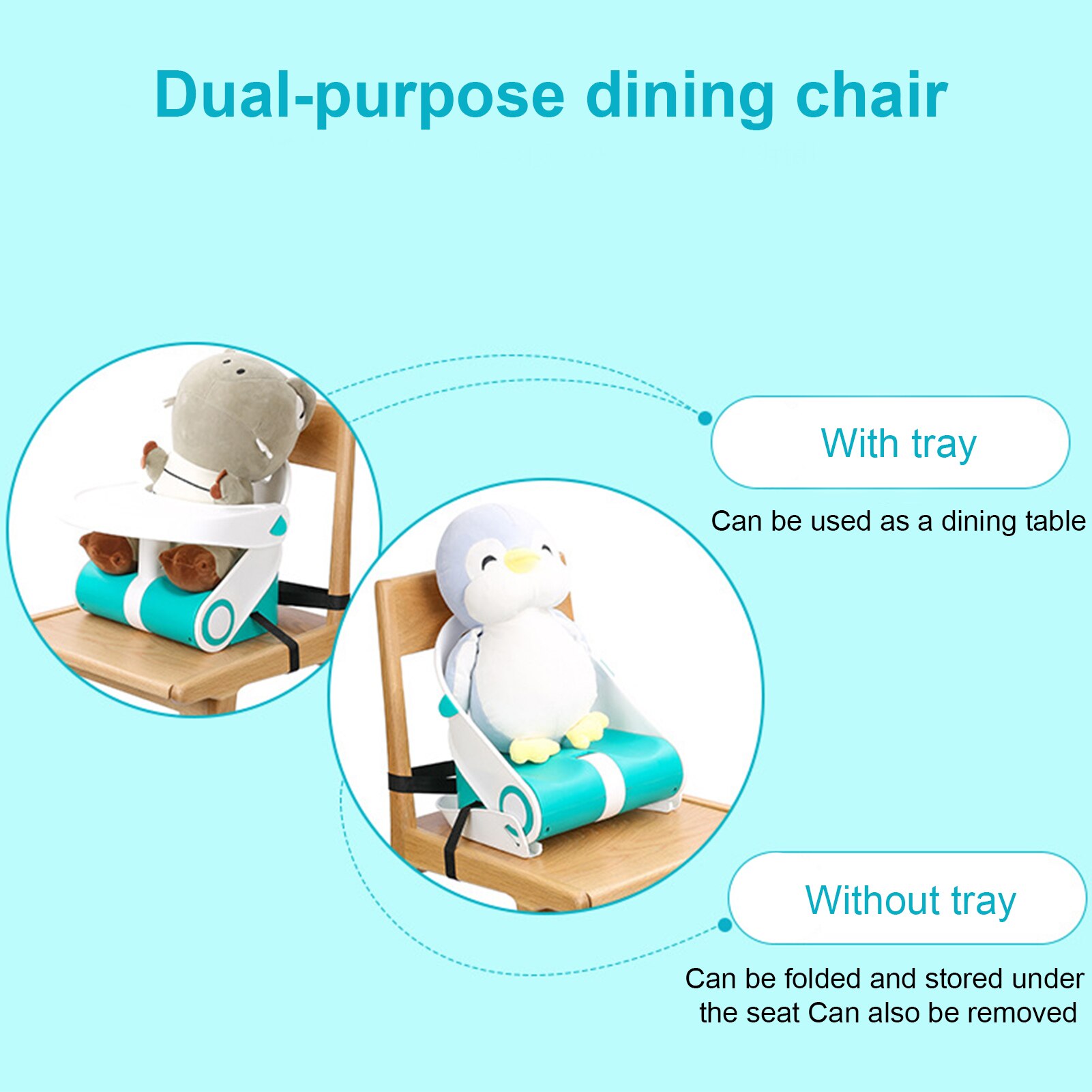 Multifunctional Baby Booster Seat Baby Chair Booster Seat With Tray Foldable Floor Seat With Removable Feeding Tray