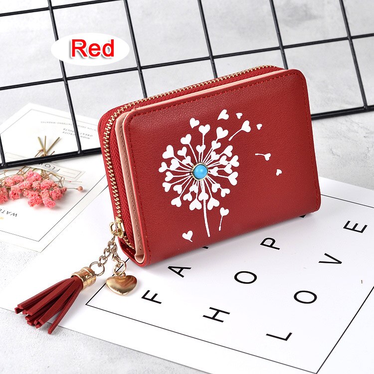 Women Wallets Brand Candy Colors Lady Purses Flower Clutch Zipper Coin Purse Wallet Cards ID Bag Woman Moneybag: 2 red