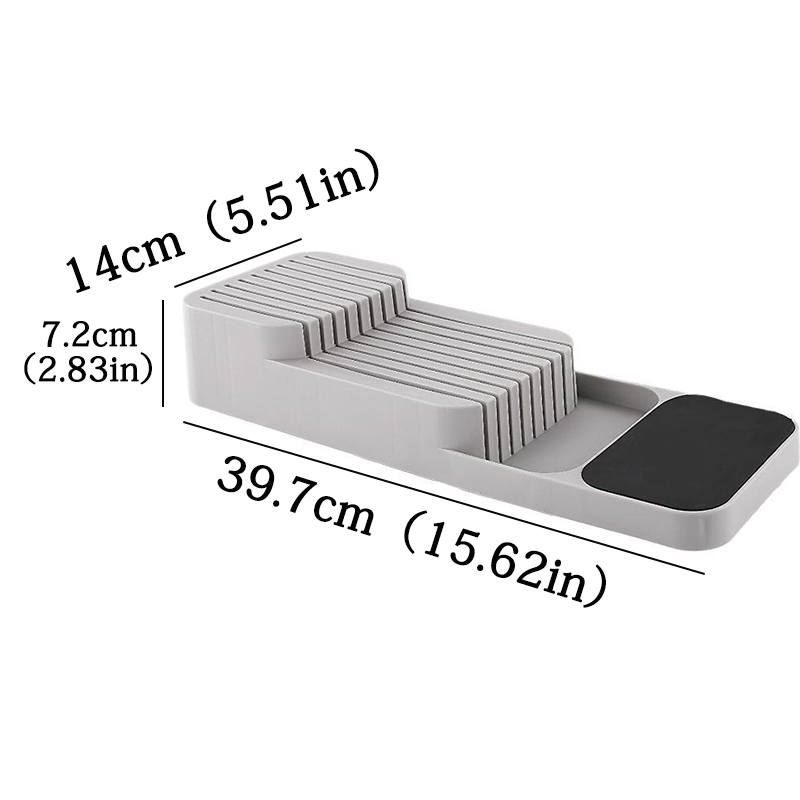Bandeja de almacenamiento de cubiertos multiusos para cocina, soporte para cuchillos, tenedor, cuchara, organizador de clasificación, cajón, cajas de almacenamiento categorizadas: Gris