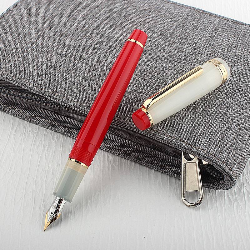 Jinhao 82 pluma estilográfica transparente Clip dorado pluma giratoria Popular EF F M NIB negocios Oficina escuela suministros escritura