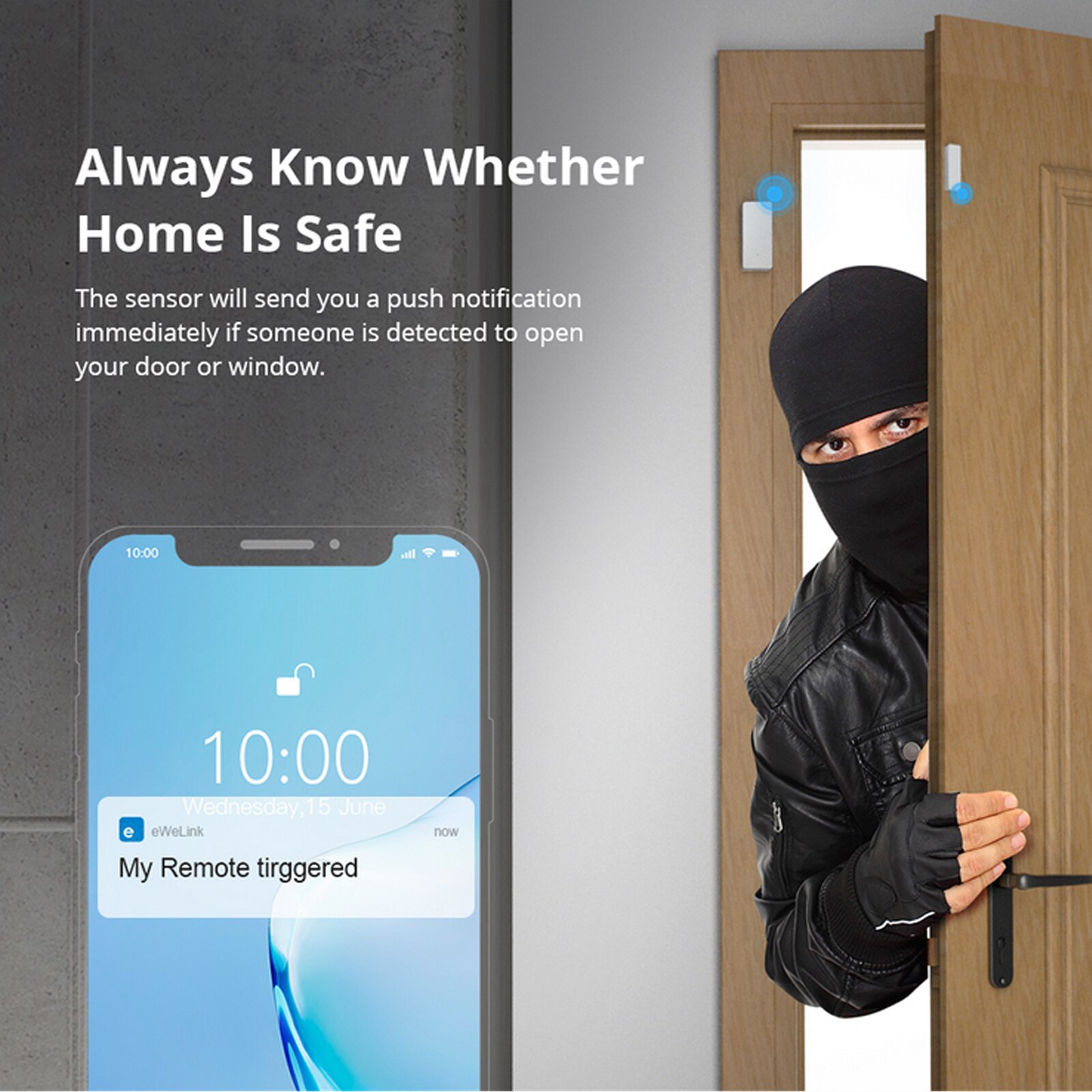 10PCS SONOFF DW2-RF-433MHZ Sensor Door Window Alarm Sensor RF 433Mhz Wireless Automation Anti-Theft Alarm Compatible With RF