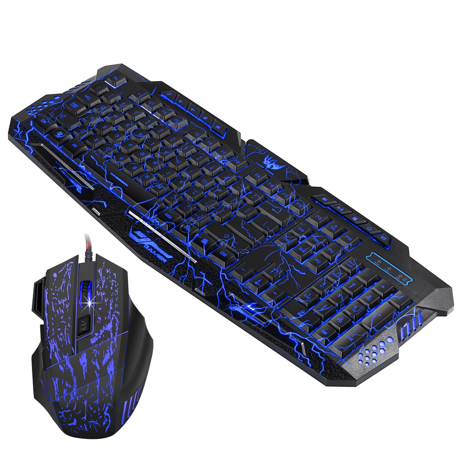 Jelly Comb Wired Gaming Keyboard Mouse set for Computer PC Gamer Colorful Backlit Russian Keyboard Mouse Comb Ergonomic: Russian Version 