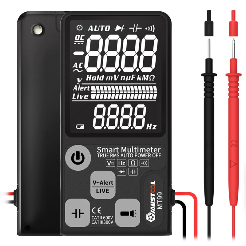 MUSTOOL Upgraded MT99 True RMS Digital Multimeter 9999 Counts Ultra-large EBTN LCD Screen 3-Line Display Fully Auto-Range