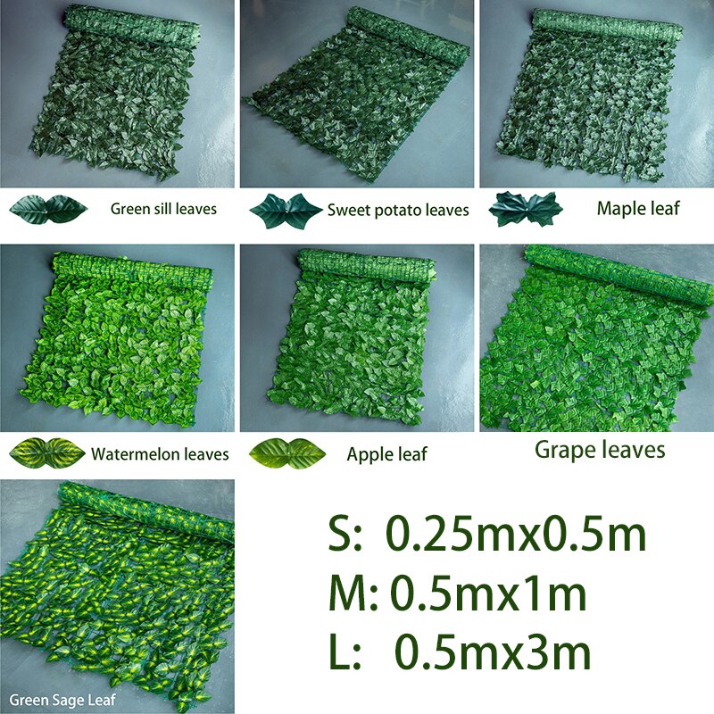0.5x3m Artificial Green leaf Greenery Panel Green Wall Fence Patio Decoration